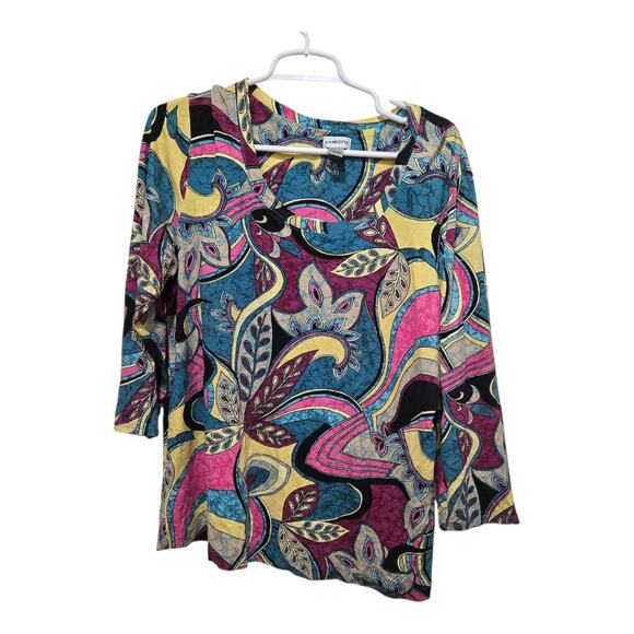 Chico’s Paisley Multicolor Tunic Top Size 3 (XL) 3/4 Sleeve Boho - Picture 1 of 8